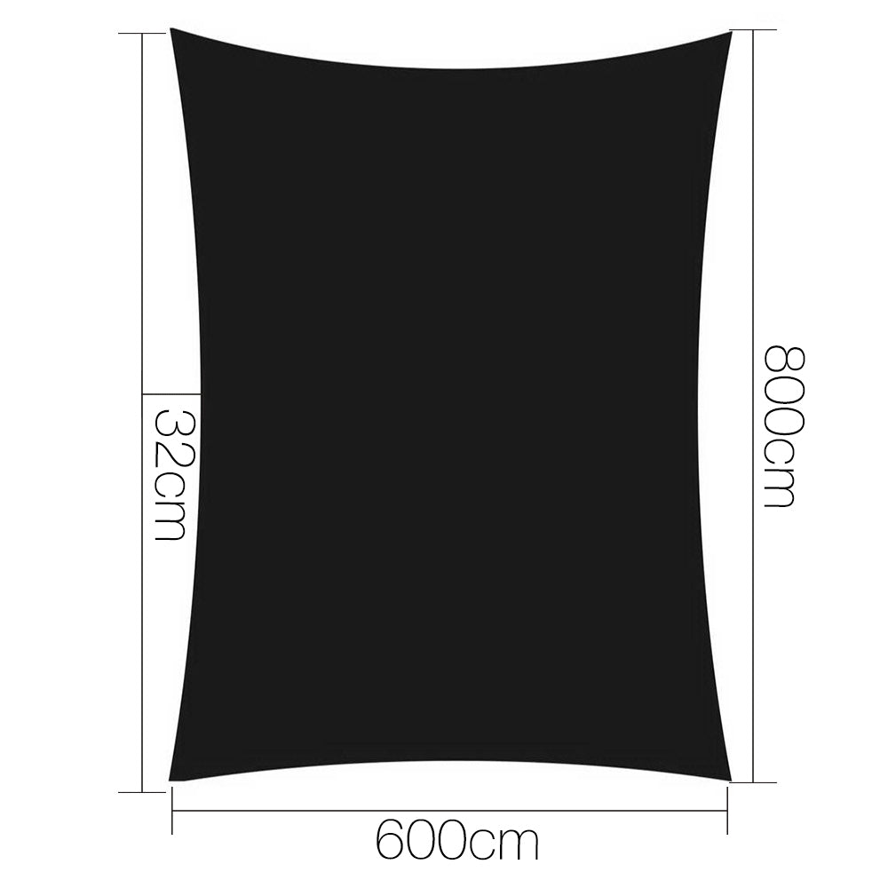 6x8m Shade Sail Sun Shadecloth 280gsm Black - image2