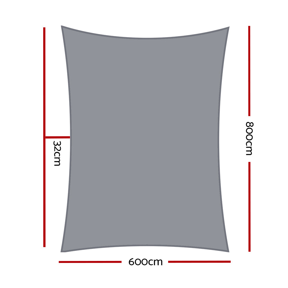 Sun Shade Sail Cloth Shadecloth Outdoor Canopy Rectangle 280gsm 6x8m - image2