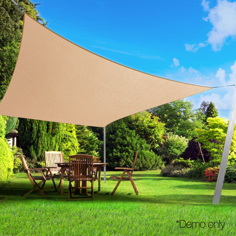 2 x 4m Waterproof Rectangle Shade Sail Cloth - Sand Beige - image6