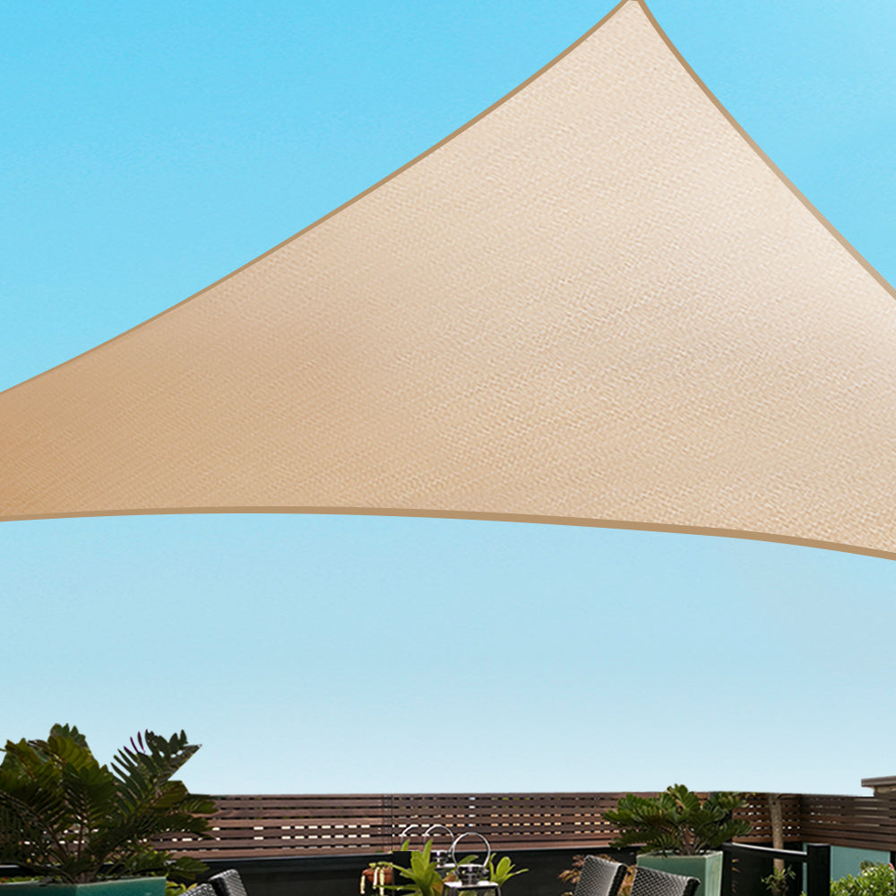 5 x 5 x 5m Waterproof Triangle Shade Sail Cloth - Sand Beige - image10