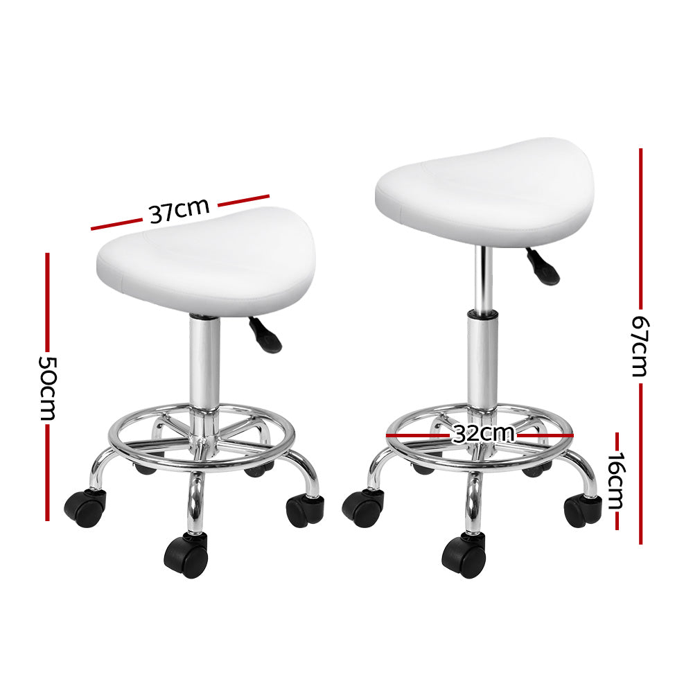 Saddle Salon Stool White PU Swivel Barber Hair Dress Chair Hydraulic Lift - image2