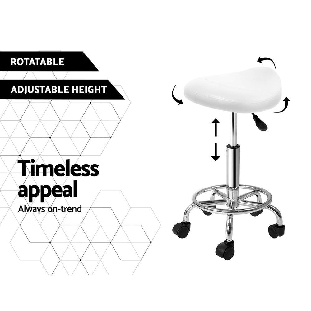 Saddle Salon Stool White PU Swivel Barber Hair Dress Chair Hydraulic Lift - image5