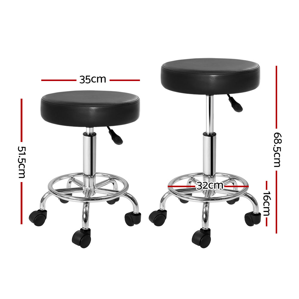 Round Salon Stool Black PU Swivel Barber Hair Dress Chair Hydraulic Lift - image2