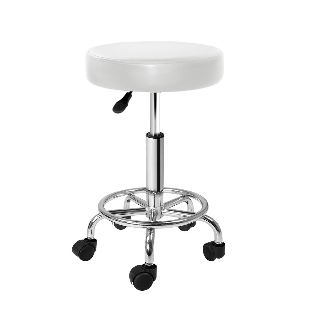 Round Chair Stools Salon Stool White Swivel Beauty Barber Hairdressing - image1