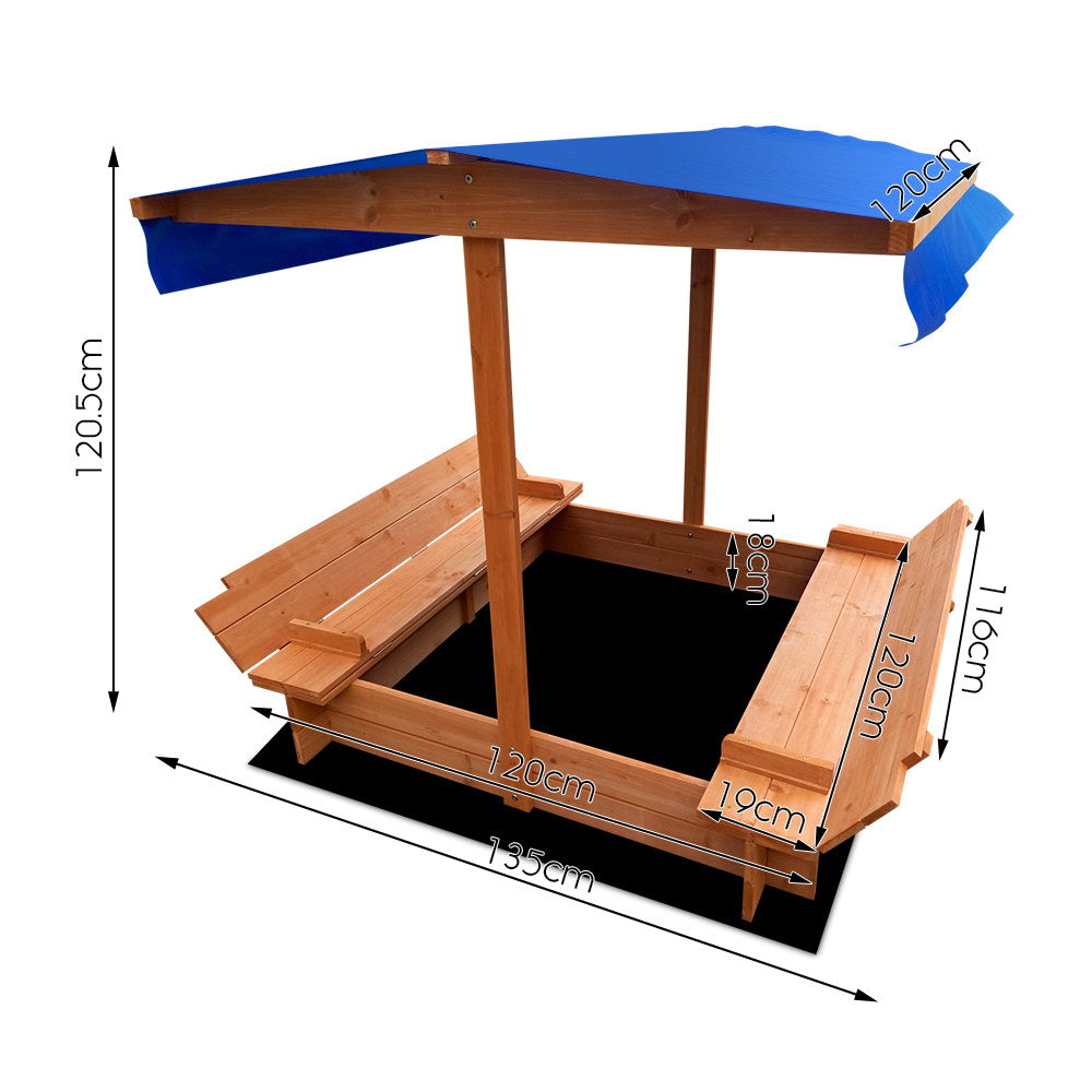 Wooden Outdoor Sand Box Set Sand Pit- Natural Wood - image2
