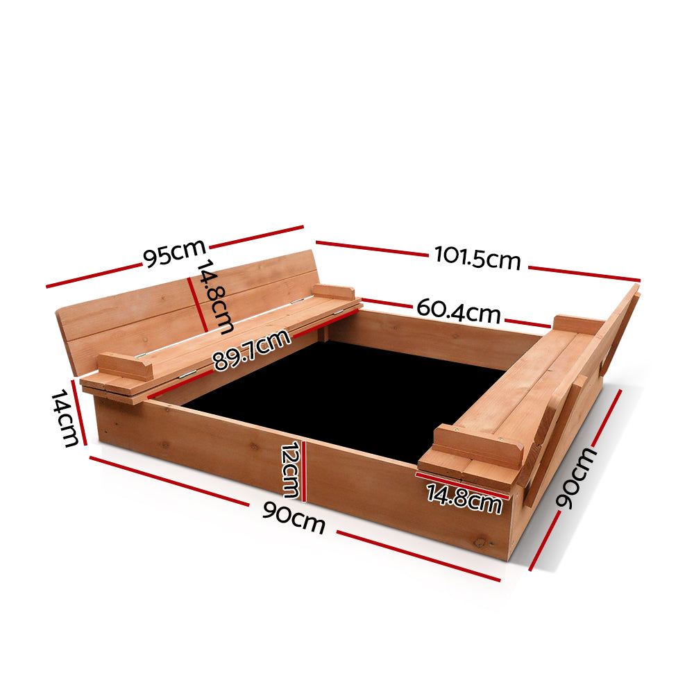 Wooden Outdoor Sandpit Set - Natural Wood - image2