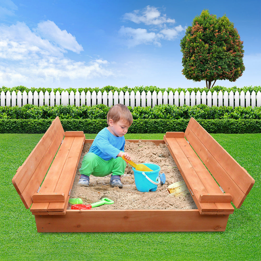 Wooden Outdoor Sandpit Set - Natural Wood - image7