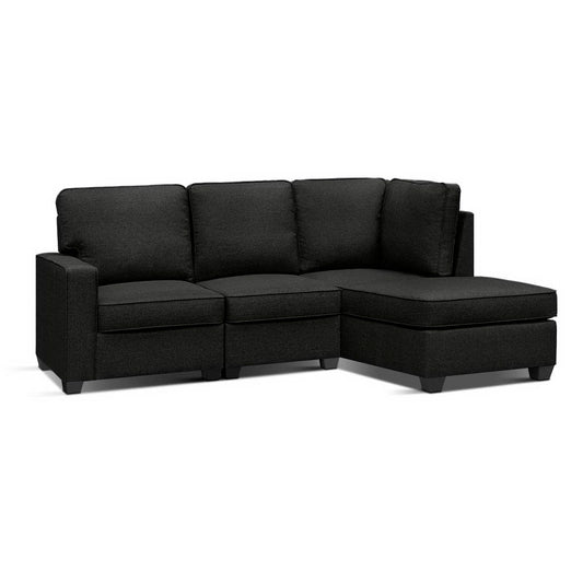 Sofa Lounge Set 4 Seater Chaise Chair Couch Fabric Dark Grey - image1