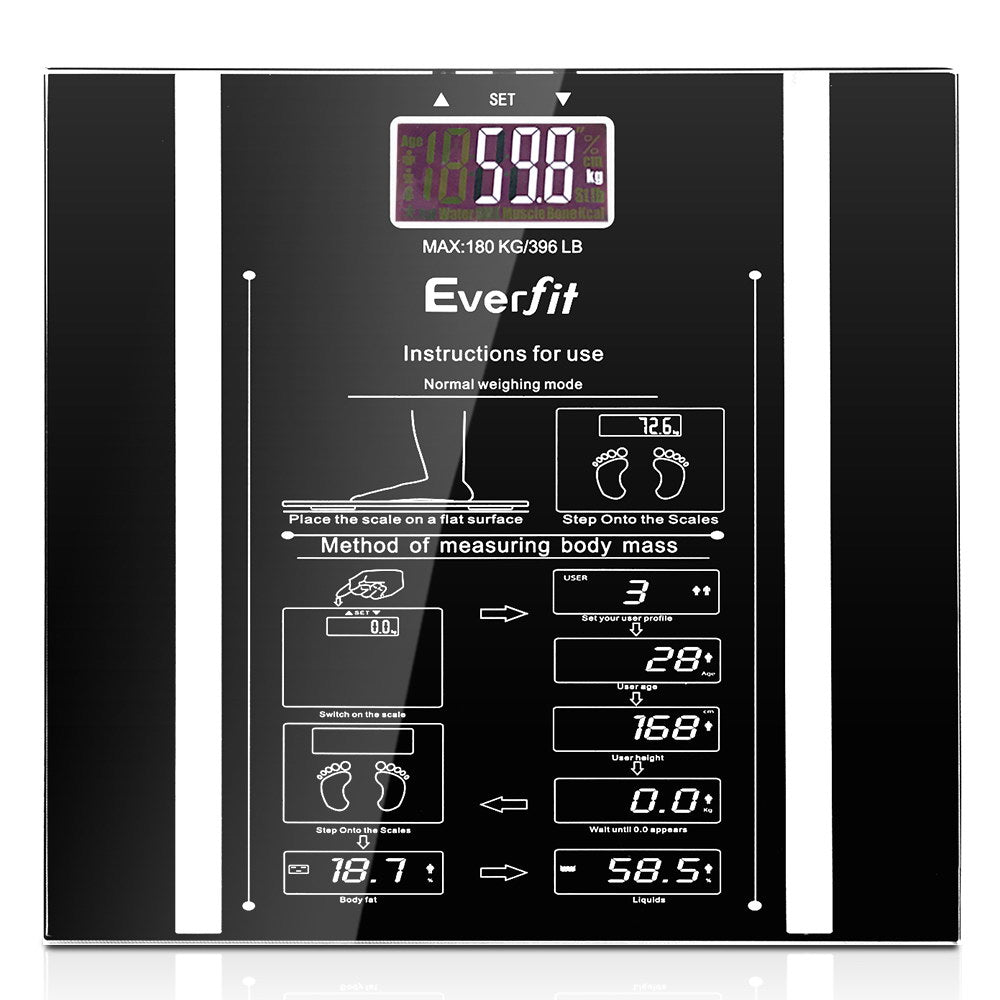 Bathroom Scales Digital Body Fat Scale 180KG Electronic Monitor Tracker - image1