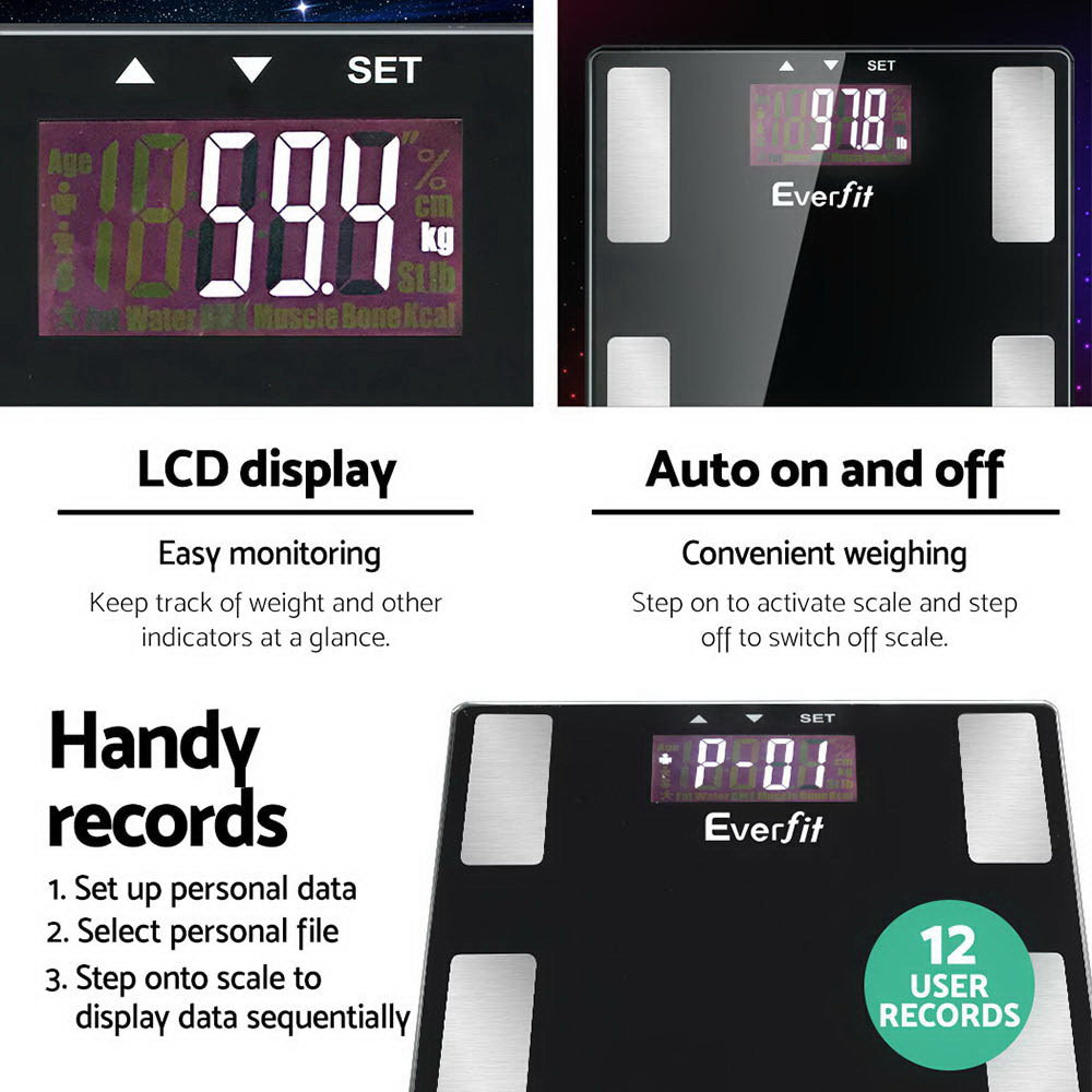 Bathroom Scales Digital Body Fat Scale 180KG Electronic Monitor BMI CAL - image3