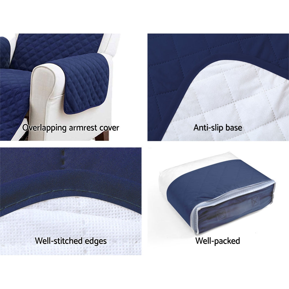 Sofa Cover Quilted Couch Covers Lounge Protector Slipcovers 3 Seater Navy - image6