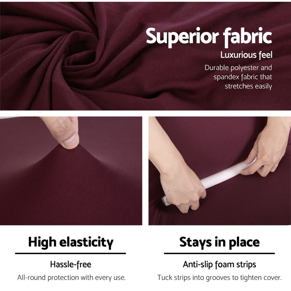 Sofa Cover Elastic Stretchable Couch Covers Burgundy 3 Seater - image4