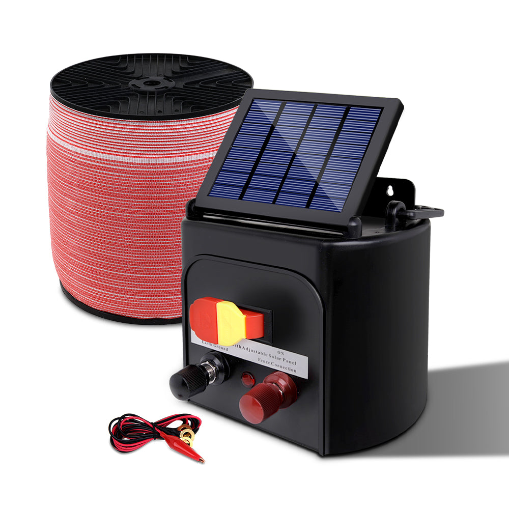 Electric Fence Energiser 3km Solar Powered Energizer Set + 1200m Tape - image3