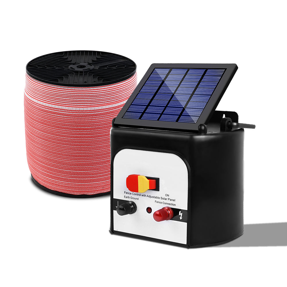 Electric Fence Energiser 8km Solar Powered Energizer Charger + 1200m Tape - image3