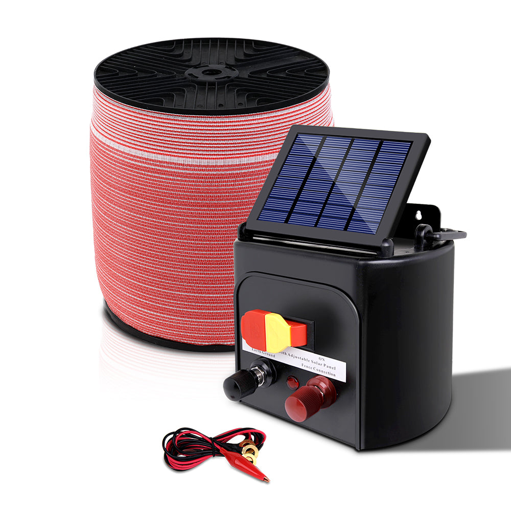 Electric Fence Energiser 3km Solar Powered Charger Set + 2000m Tape - image3