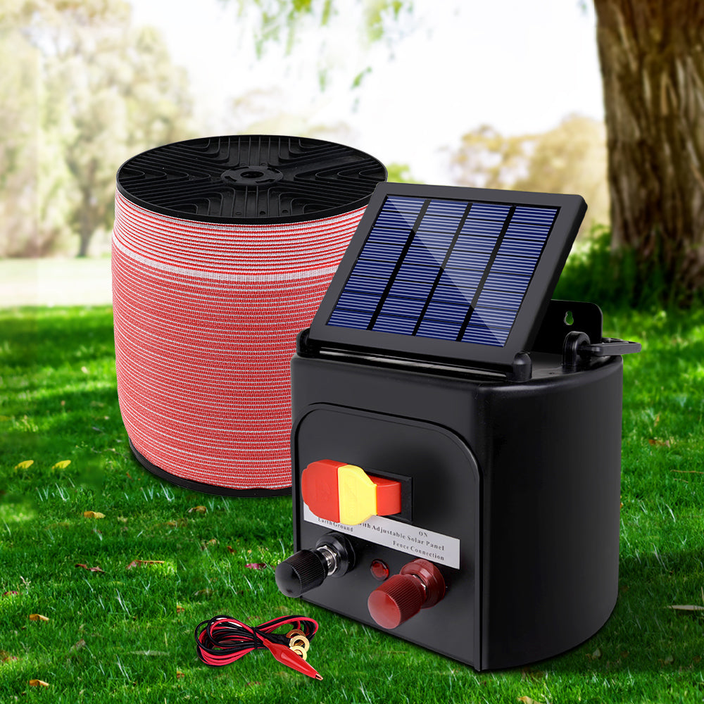 Electric Fence Energiser 5km Solar Power Charger Set + 2000m Tape - image7