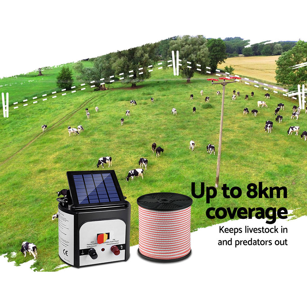8km Solar Electric Fence Energiser Charger with 400M Tape and 25pcs Insulators - image3