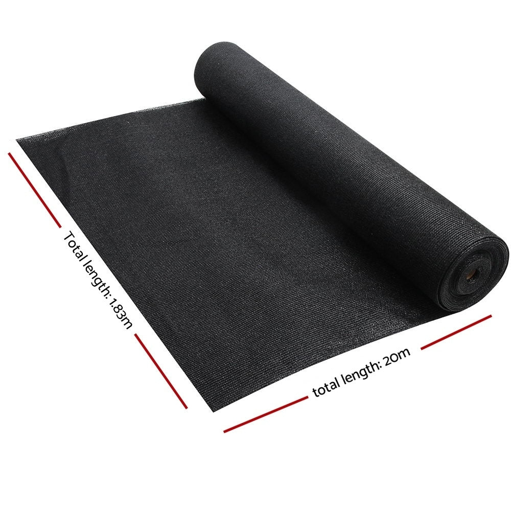 50% Sun Shade Cloth Shadecloth Sail Roll Mesh 1.83x20m 100gsm Black - image2