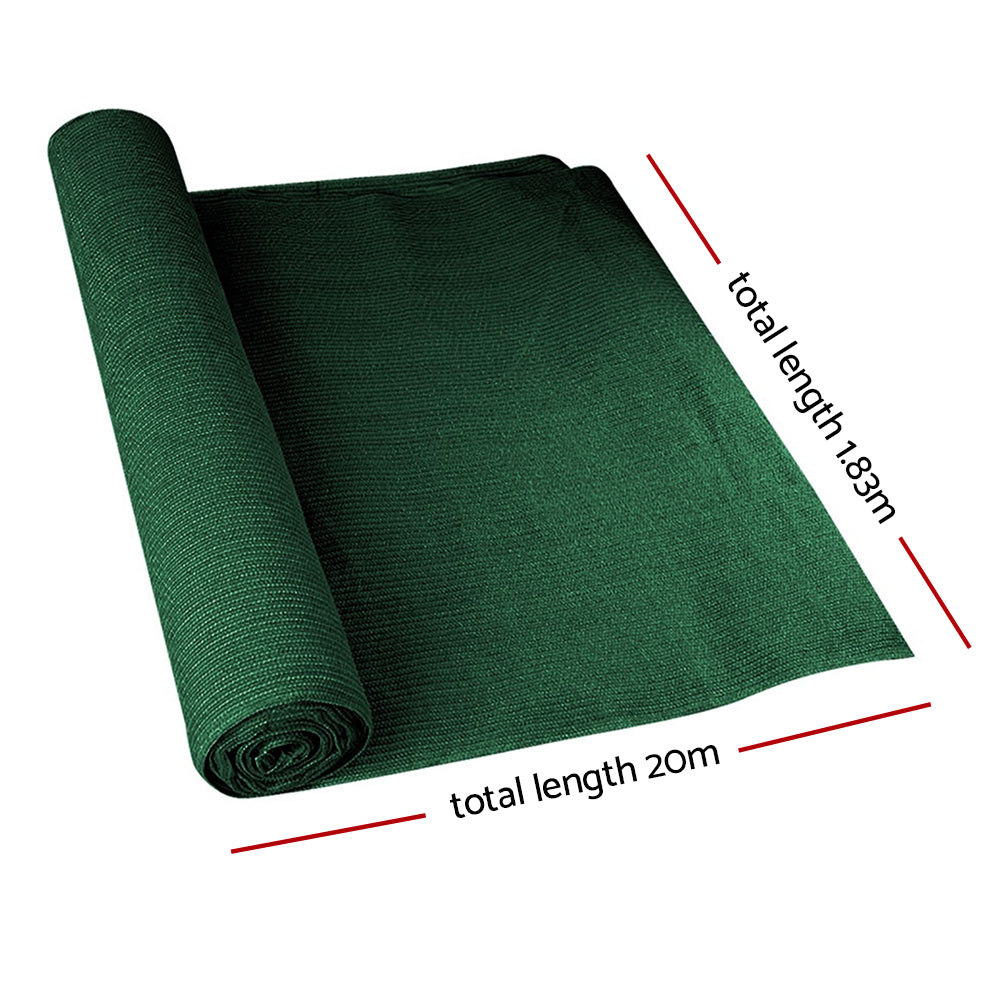 70% Sun Shade Cloth Shadecloth Sail Roll Mesh Outdoor 175gsm 1.83x20m Green - image2