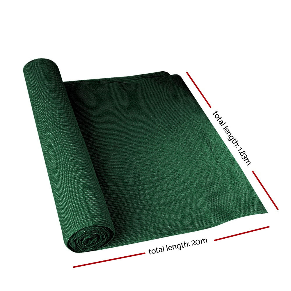 90% Sun Shade Cloth Shadecloth Sail Roll Mesh 1.83x20m 195gsm Green - image2