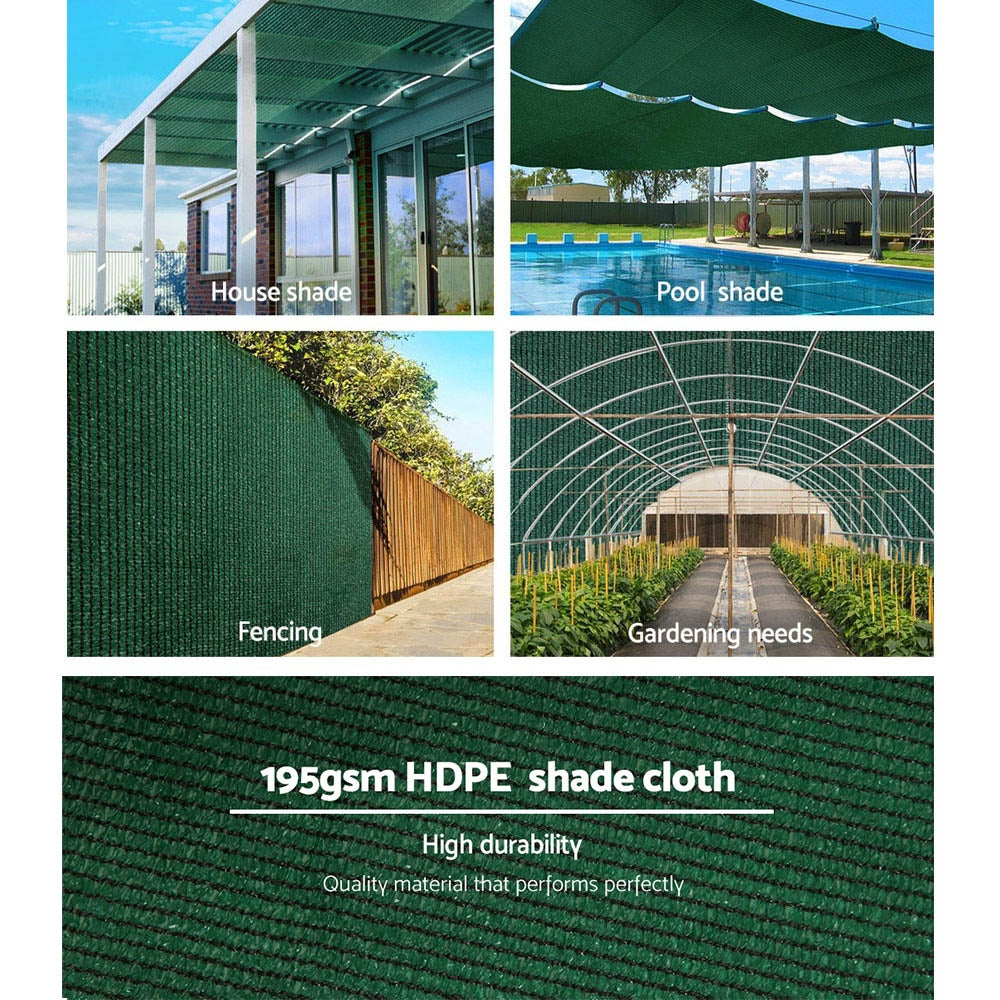 90% Sun Shade Cloth Shadecloth Sail Roll Mesh 1.83x20m 195gsm Green - image4