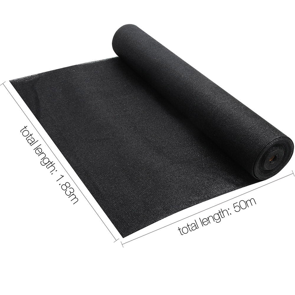 50% UV Sun Shade Cloth Shadecloth Sail Roll Mesh Garden Outdoor 1.83x50m Black - image2