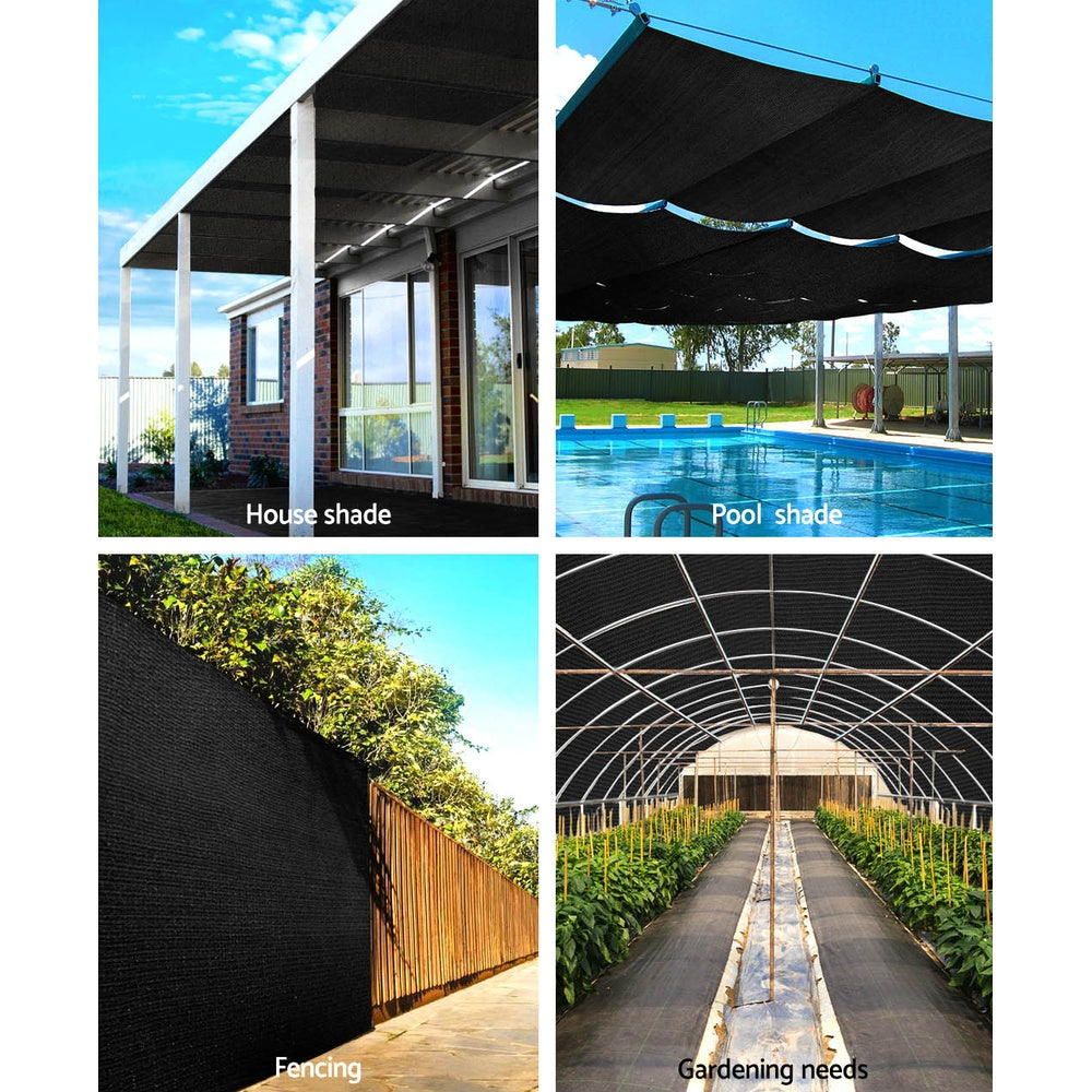 50% UV Sun Shade Cloth Shadecloth Sail Roll Mesh Garden Outdoor 1.83x50m Black - image4