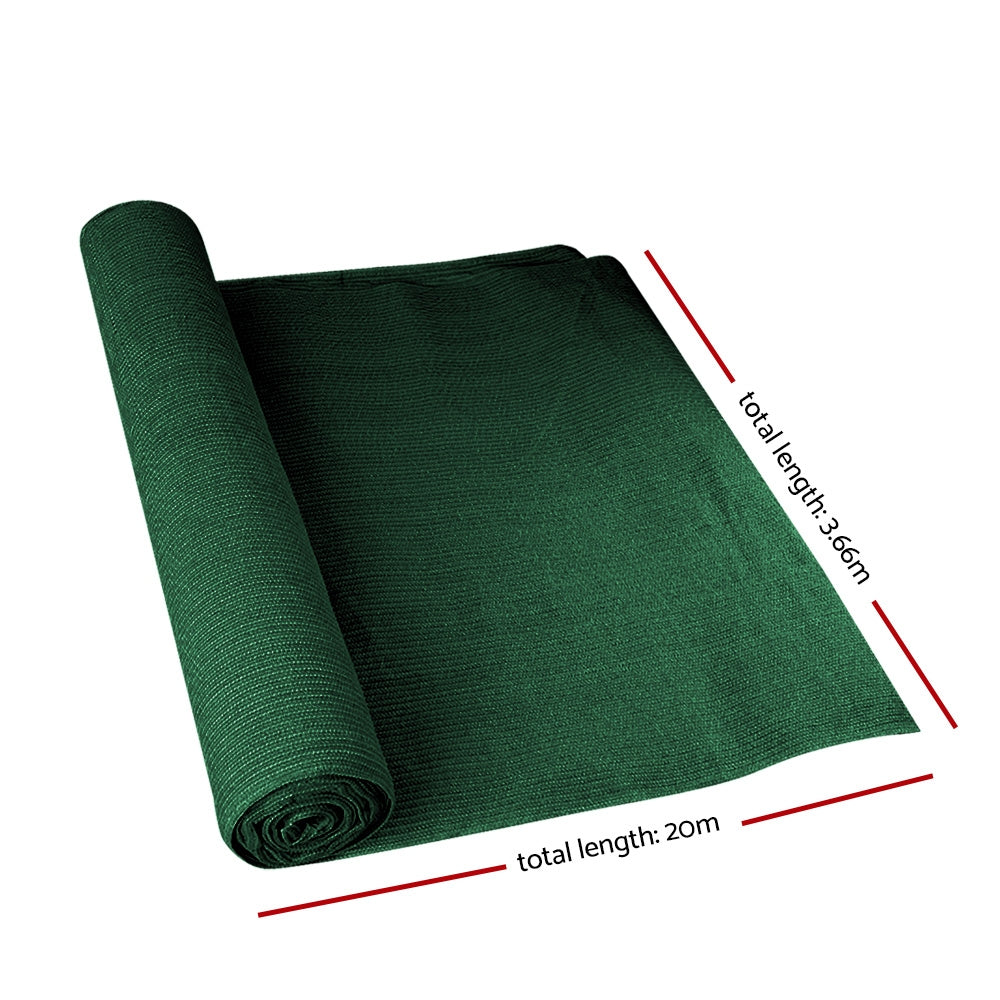 50% Sun Shade Cloth Shadecloth Sail Roll Mesh 3.66x20m 100gsm Green - image2