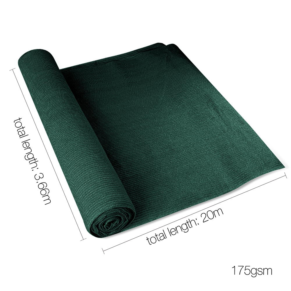 70% Sun Shade Cloth Shadecloth Sail Roll Mesh Outdoor 175gsm 3.66x20m Green - image2