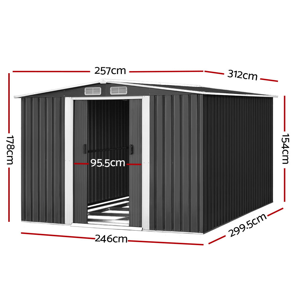 Garden Shed Outdoor Storage Sheds Tool Workshop 2.6x3.1x2M with Base - image2