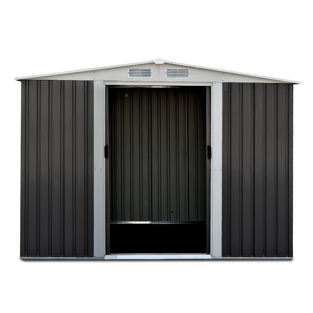 2.05 x 2.57m Steel Garden Shed with Roof - Grey - image3