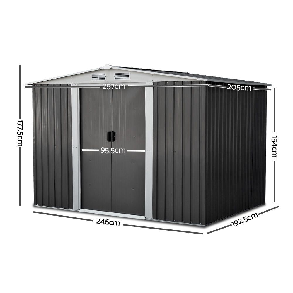 Garden Shed Outdoor Storage Sheds Tool Workshop 2.57x2.05M with Base - image2