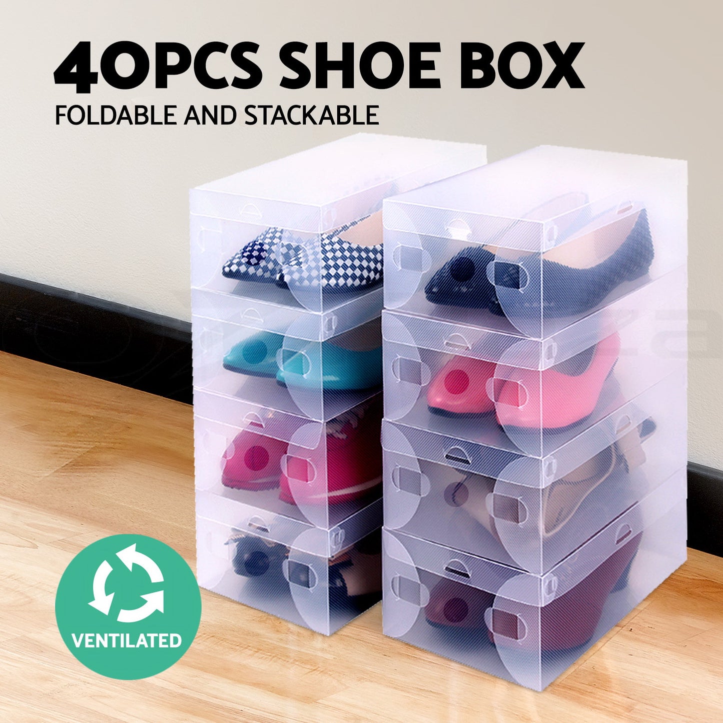 40pcs Clear Shoe Storage Box Transparent Foldable Stackable Boxes Organize Home - image3