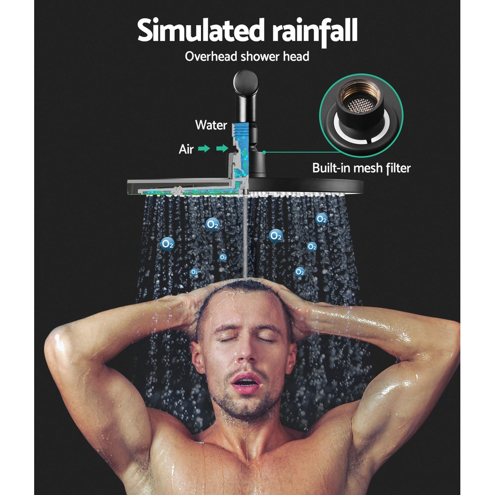 9'' Rain Shower Head Taps Round Handheld High Pressure Wall Black - image4