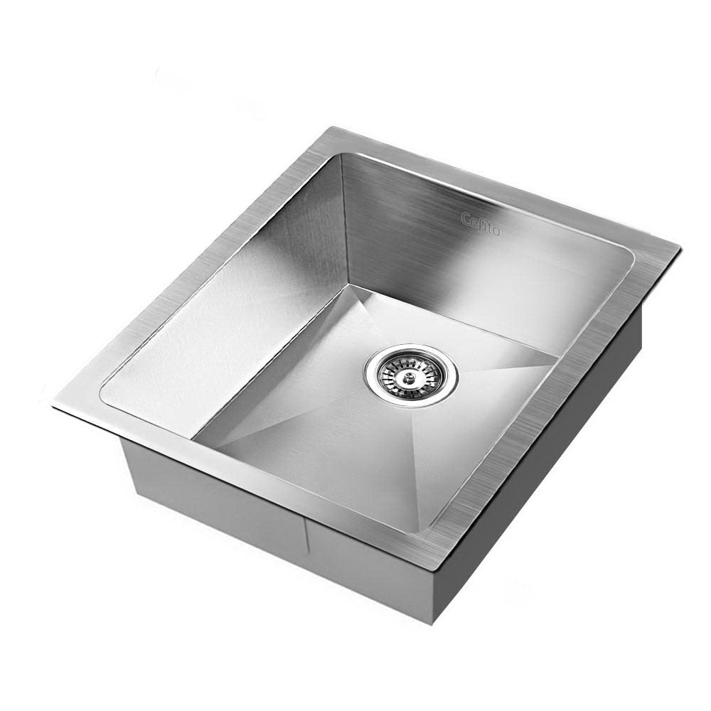 Stainless Steel Kitchen Sink 390X450MM Under/Topmount Sinks Laundry Bowl Silver - image1