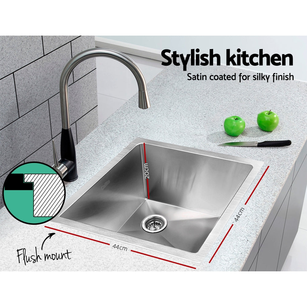 Stainless Steel Kitchen Sink 440X440MM Under/Topmount Sinks Laundry Bowl Silver - image4