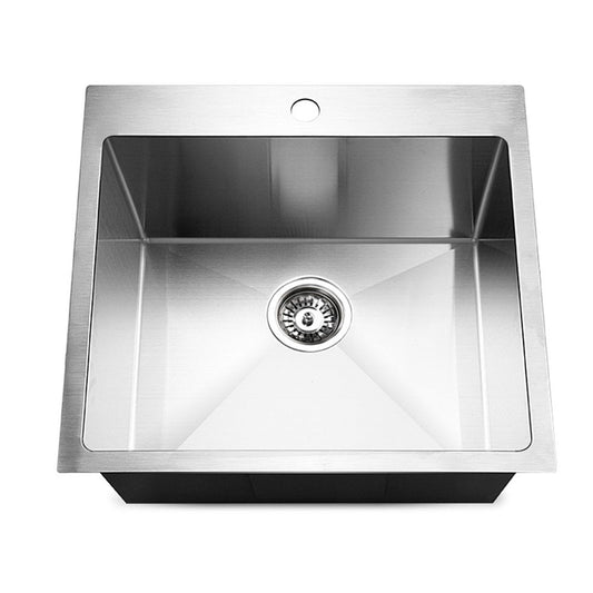 Stainless Steel Kitchen Sink 530X500MM Under/Topmount Sinks Laundry Bowl Silver - image1