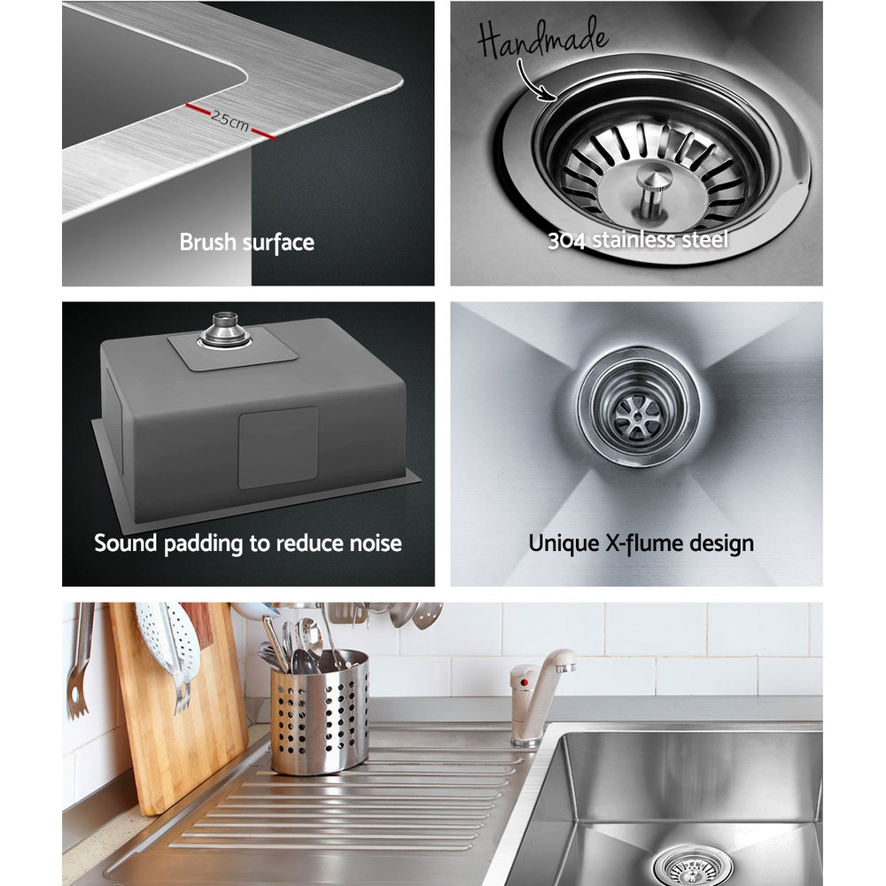 Stainless Steel Kitchen Sink 600X450MM Under/Topmount Sinks Laundry Bowl Silver - image4