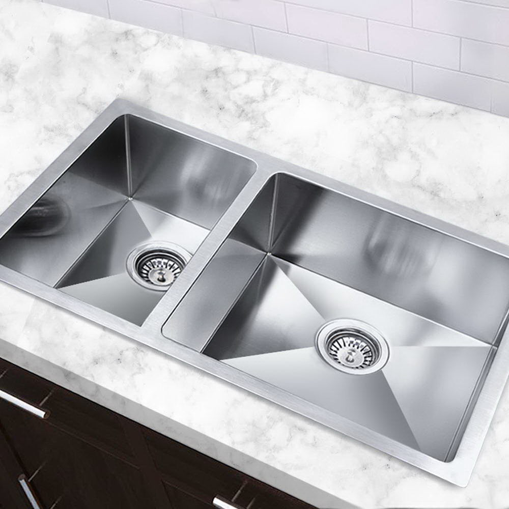 Stainless Steel Kitchen Sink 710X450MM Under/Topmount Laundry Double Bowl Silver - image6