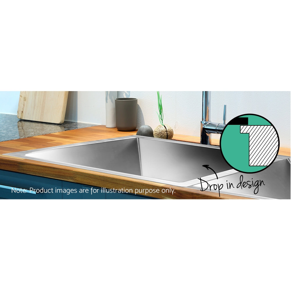 Stainless Steel Kitchen Sink 770X450MM Under/Topmount Laundry Double Bowl Silver - image6