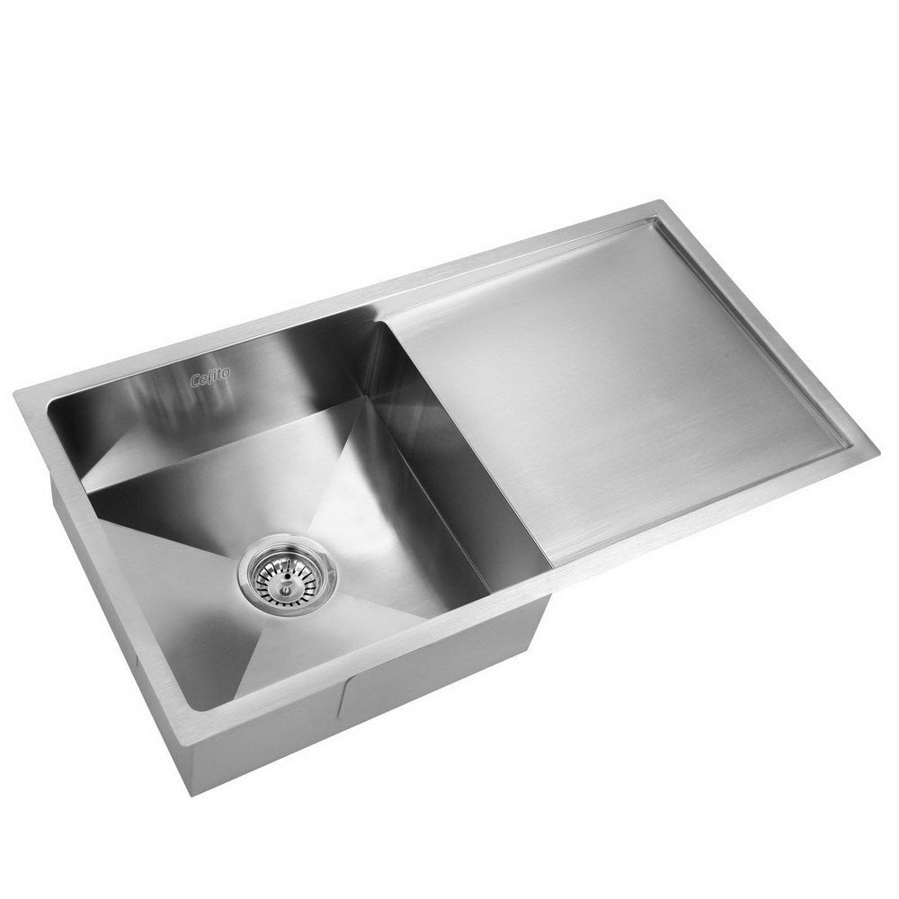 Stainless Steel Kitchen Sink 870X450MM Under/Topmount Sinks Laundry Bowl Silver - image1