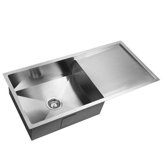 96cm x 45cm Stainless Steel Kitchen Sink Under/Top/Flush Mount Silver - image1