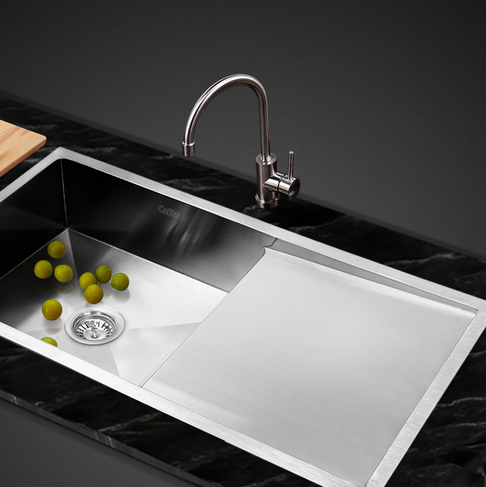 96cm x 45cm Stainless Steel Kitchen Sink Under/Top/Flush Mount Silver - image7