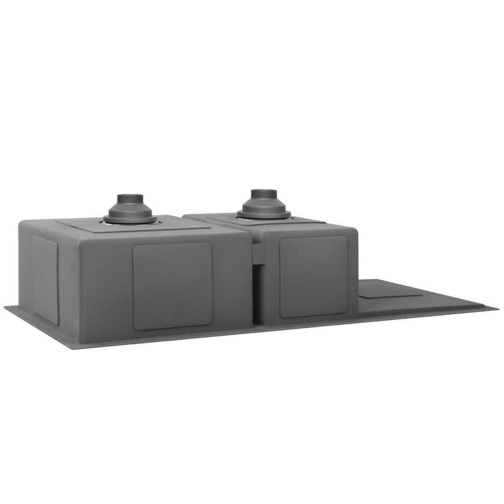 Stainless Steel Kitchen Sink 100X45CM Under/Topmount Laundry Double Bowl Black - image4