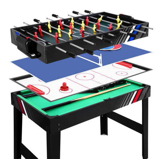 4FT 4-In-1 Soccer Table Tennis Ice Hockey Pool Game Football Foosball Kids Adult - image1
