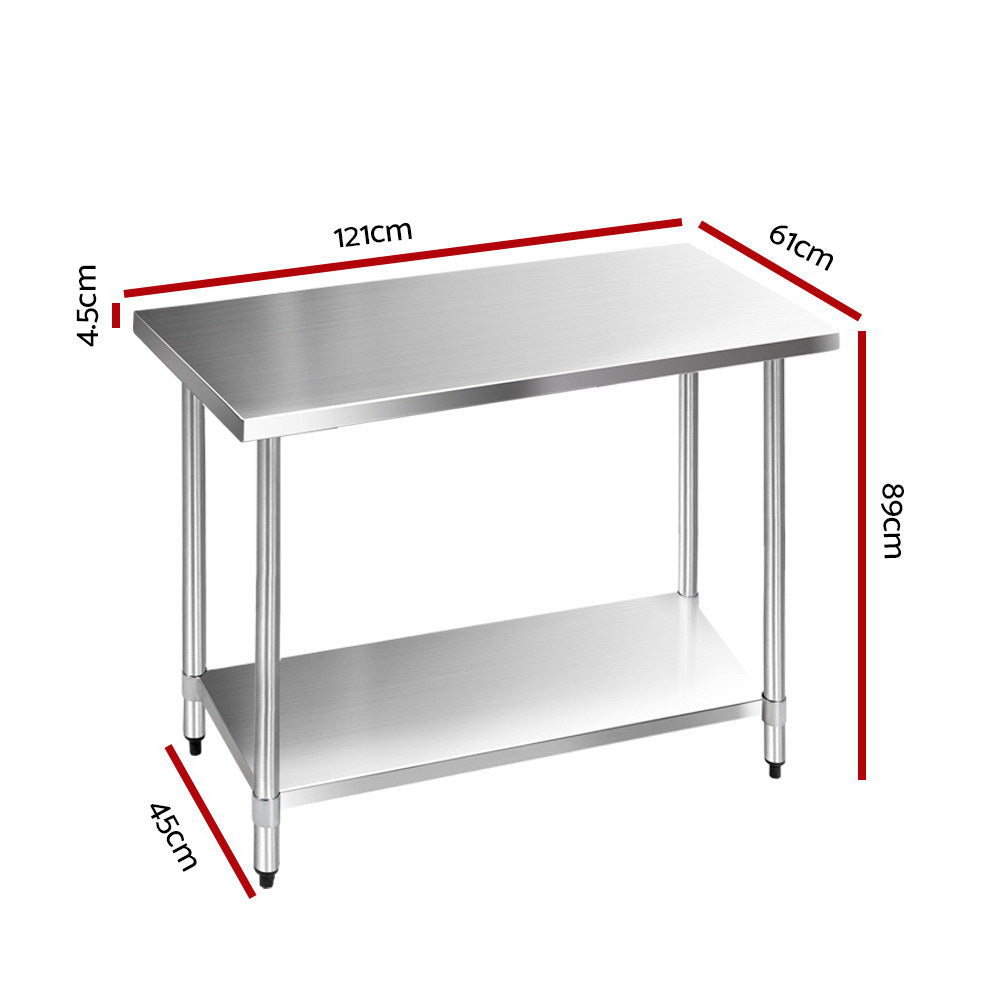 1219 x 610mm Commercial Stainless Steel Kitchen Bench - image2