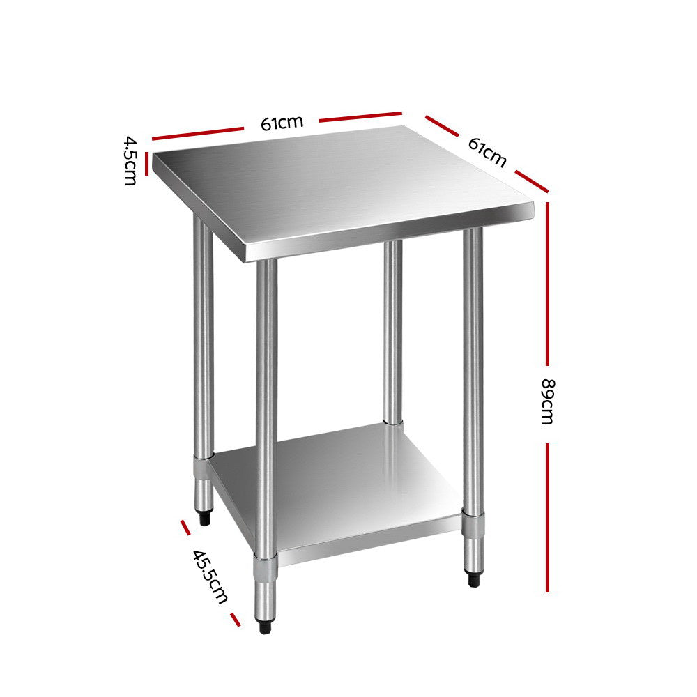 610 x 610m Commercial Stainless Steel Kitchen Bench - image2