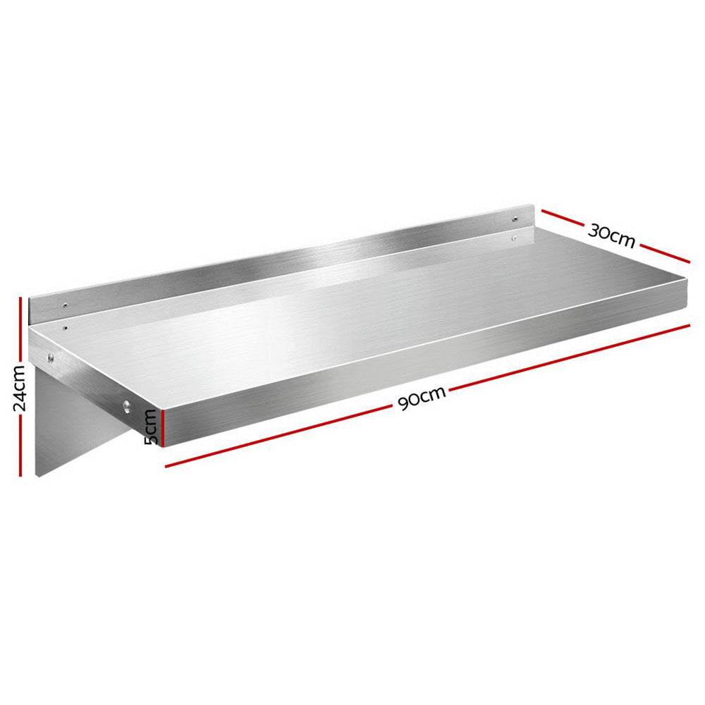 Stainless Steel Wall Shelf Kitchen Shelves Rack Mounted Display Shelving 900mm - image2