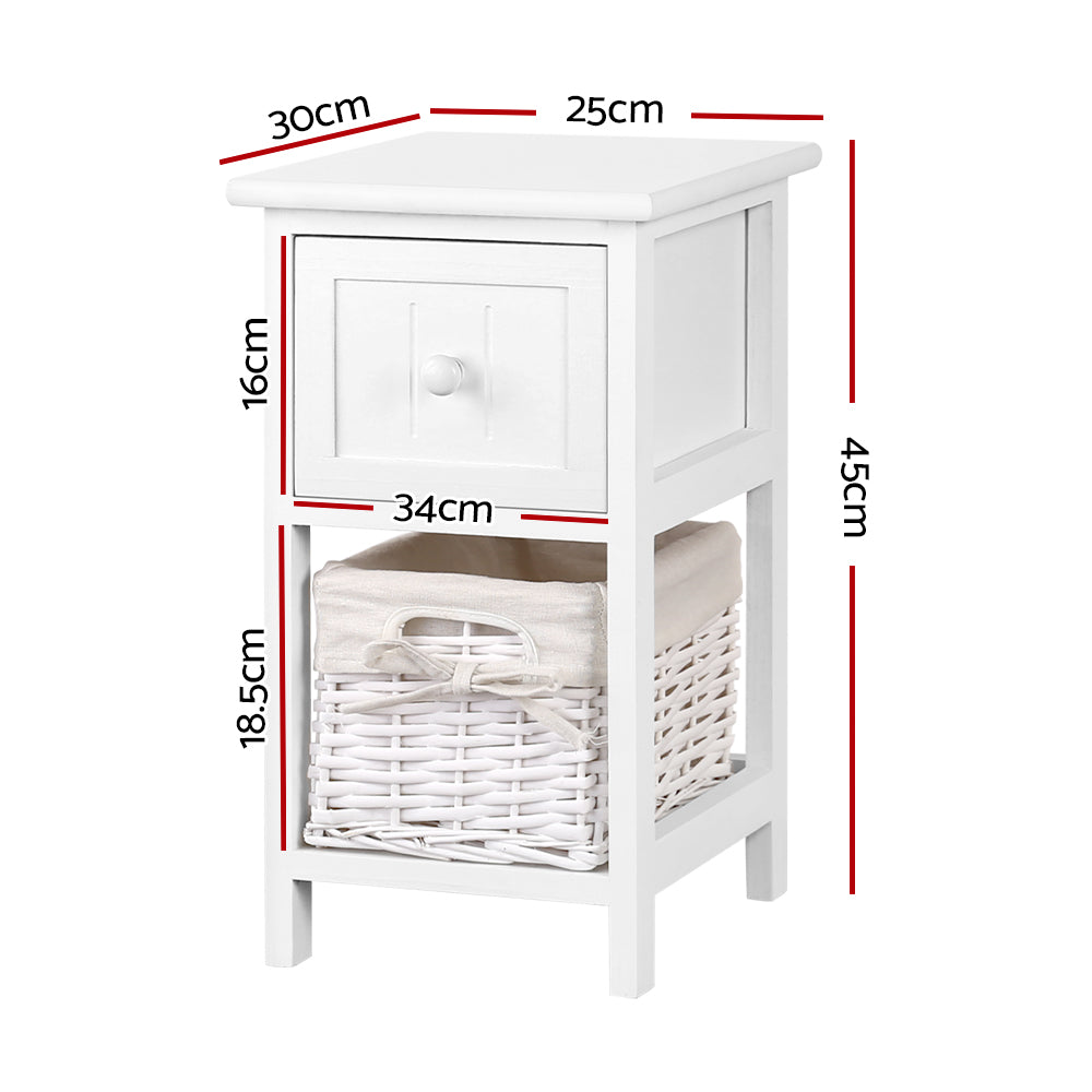 2 PCS Ariss Bedside Table - White - image2