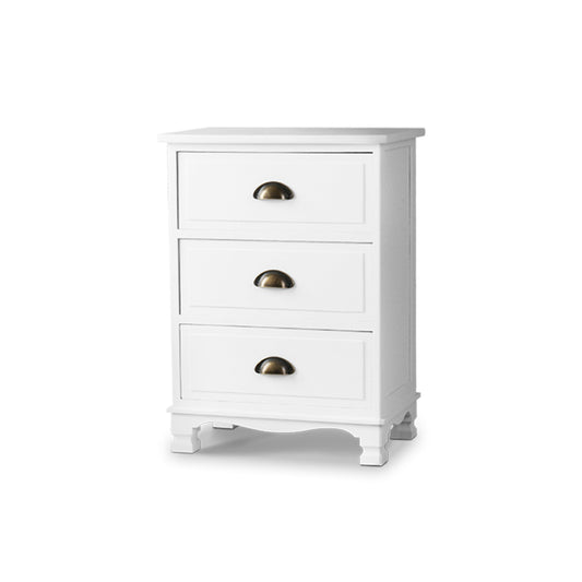 Vintage Bedside Table Chest Storage Cabinet Nightstand White - image1